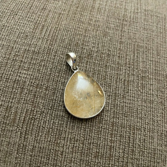 Sterling Silver Golden Rutilated Quartz Necklace - Picture 2 of 5